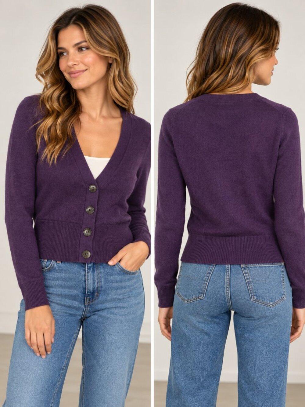 Banana Republic Extra Fine Merino Wool Cardigan Petite XS Purple